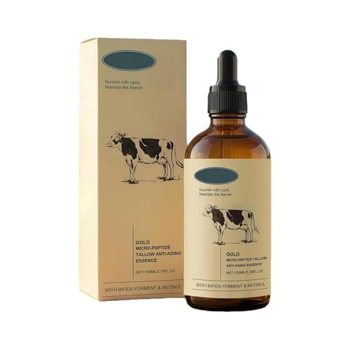 Retinol Golden Micro Peptide Tallow Serum – Tallow-Based Facial Essence with Peptides, Daily Skin Conditioning & Moisture Support, 100ml/3.38 FL OZ Avelisse