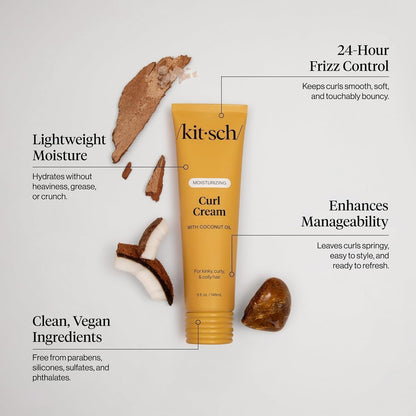 Kitsch Moisturizing Curl Cream for Curly Hair – Lightweight Hydrating Curling Cream for Men & Women, Defines Curls, Controls Frizz, Boosts Shine – 5.3 oz Avelisse