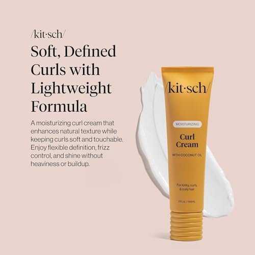 Kitsch Moisturizing Curl Cream for Curly Hair – Lightweight Hydrating Curling Cream for Men & Women, Defines Curls, Controls Frizz, Boosts Shine – 5.3 oz Avelisse