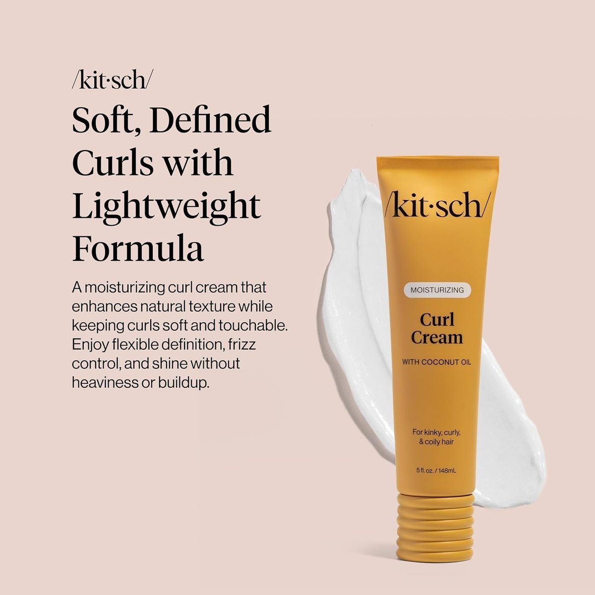Kitsch Moisturizing Curl Cream for Curly Hair – Lightweight Hydrating Curling Cream for Men & Women, Defines Curls, Controls Frizz, Boosts Shine – 5.3 oz Avelisse