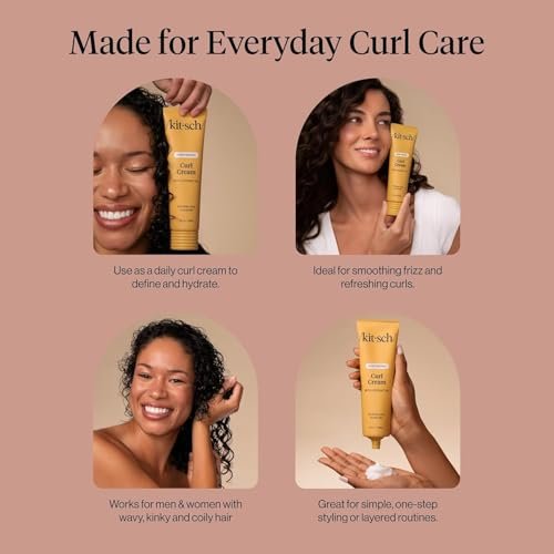 Kitsch Moisturizing Curl Cream for Curly Hair – Lightweight Hydrating Curling Cream for Men & Women, Defines Curls, Controls Frizz, Boosts Shine – 5.3 oz Avelisse