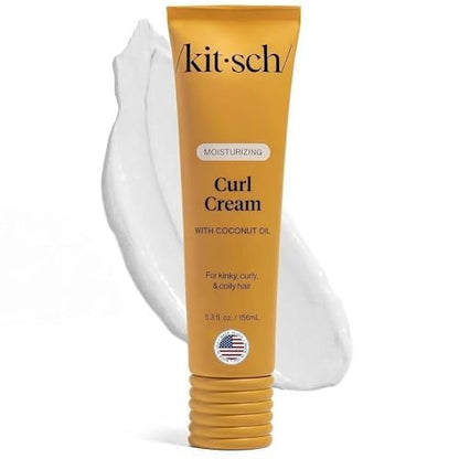 Kitsch Moisturizing Curl Cream for Curly Hair – Lightweight Hydrating Curling Cream for Men & Women, Defines Curls, Controls Frizz, Boosts Shine – 5.3 oz Avelisse