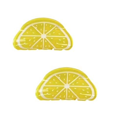 2-Pack Orange Lemon-Shaped Non-Slip Hair Claws - Medium 3" Cute Fruit Print Hair Clips for Women & Girls