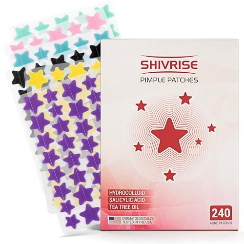 Shivrise Star Pimple Patches - 240 Counts, Star Shape Hydrocolloid Acne Patches for Face, Cover Blemishes & Zits, 3 Sizes & 6 Colors - görsel 14