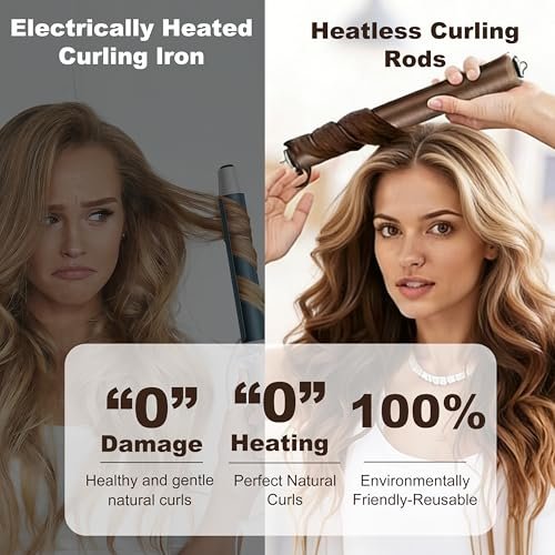 Heatless Curls Overnight Hair Curlers – 4 Pcs No-Heat Velvet Curling Rods with Satin Wrap and Shower Cap (Medium, New Packaging) - görsel 14