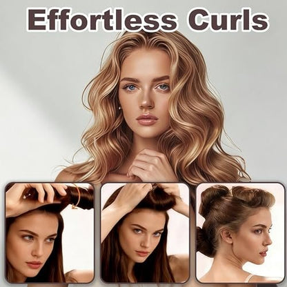 Heatless Curls Overnight Hair Curlers – 4 Pcs No-Heat Velvet Curling Rods with Satin Wrap and Shower Cap (Medium, New Packaging)