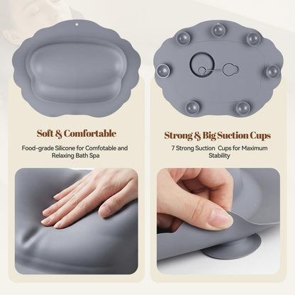SHOHEN Silicone Bath Pillow for Tub – Inflatable Bathtub Pillow for Head & Neck Support, Waterproof Cushion for Jetted Tub, Gifts for Mom Women (Gray) Avelisse
