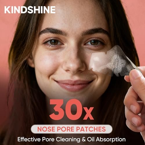 Kindshine 30 Pcs Nose Pimple Patches, Medical-Grade Hydrocolloid Pore Strips with Salicylic Acid, Centella Asiatica & Tea Tree Oil for Oil Control & Pore Refining - Overnight Nose Strips - görsel 16