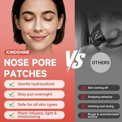 Kindshine 30 Pcs Nose Pimple Patches, Medical-Grade Hydrocolloid Pore Strips with Salicylic Acid, Centella Asiatica & Tea Tree Oil for Oil Control & Pore Refining - Overnight Nose Strips