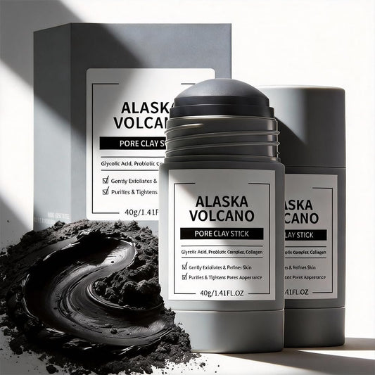 Alaska Volcano Pore Clay Stick - Smoothing, Non-Drying Oil Control Mask for All Skin Types (2-Pack Gray Clay Mask for Pores)
