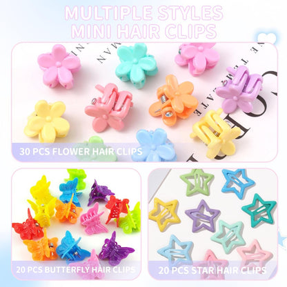 2076-Piece Hair Accessories Set for Girls: Ponytail Holders, Toddler Hair Ties, Mini Hair Clips & Rubber Bands