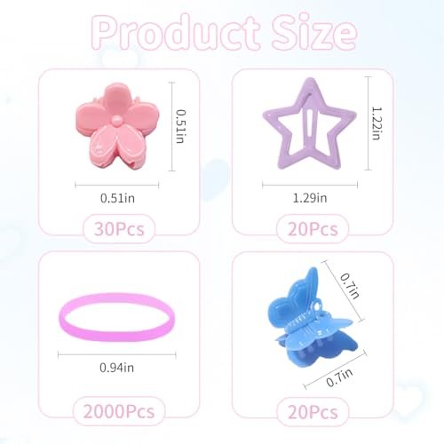 2076-Piece Hair Accessories Set for Girls: Ponytail Holders, Toddler Hair Ties, Mini Hair Clips & Rubber Bands - görsel 4