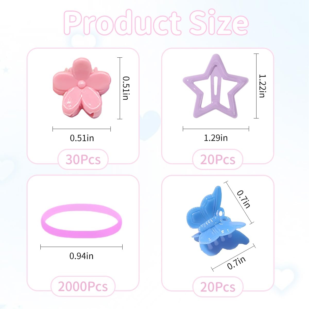 2076-Piece Hair Accessories Set for Girls: Ponytail Holders, Toddler Hair Ties, Mini Hair Clips & Rubber Bands - görsel 3