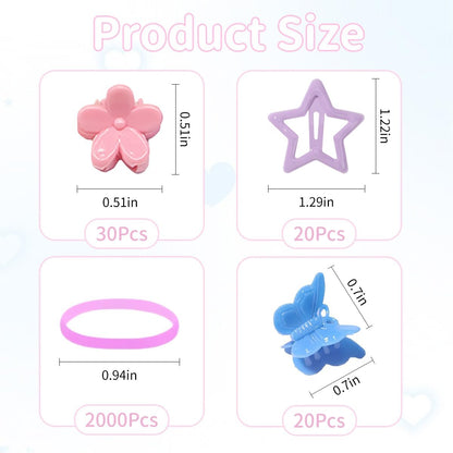 2076-Piece Hair Accessories Set for Girls: Ponytail Holders, Toddler Hair Ties, Mini Hair Clips & Rubber Bands