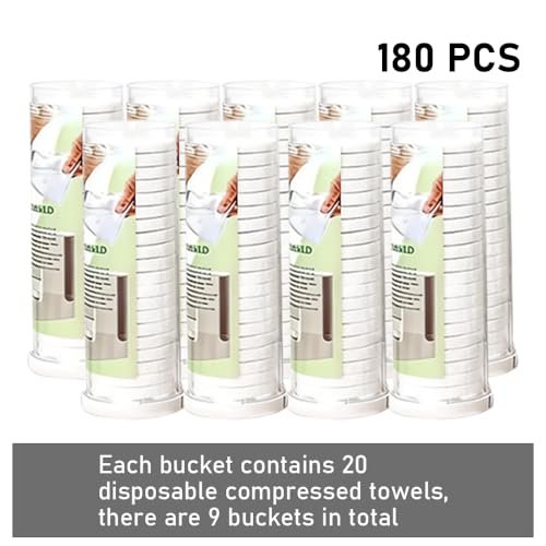 LiveFull Towel Refills for Hot Face Towel Heater Machine – 180 Disposable Compressed Face Towels (9 Buckets, 20 Per Bucket) Avelisse