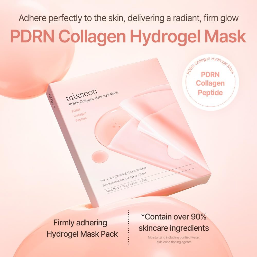 mixsoon PDRN Collagen Hydrogel Face Mask - Deeply Hydrating & Firming Mask, 5 Pack for Elasticity & Glass Skin Avelisse