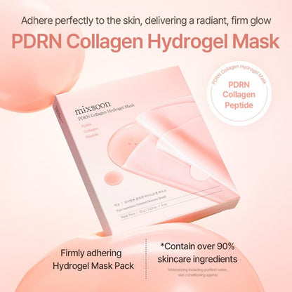 mixsoon PDRN Collagen Hydrogel Face Mask - Deeply Hydrating & Firming Mask, 5 Pack for Elasticity & Glass Skin Avelisse