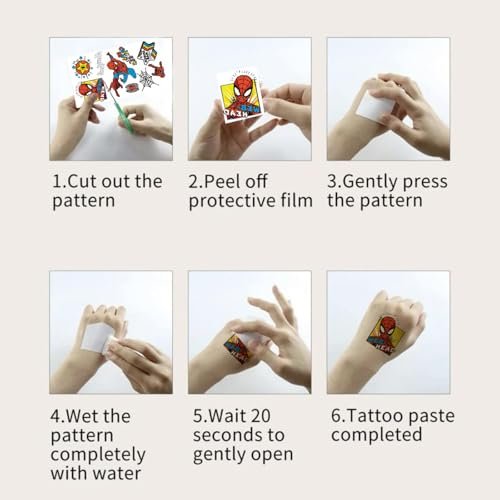 10 Sheets Spider Temporary Tattoos - Removable Cute Cartoon Spider Stickers for Kids, Spider Themed Birthday Party Favors & Decor Supplies - görsel 12