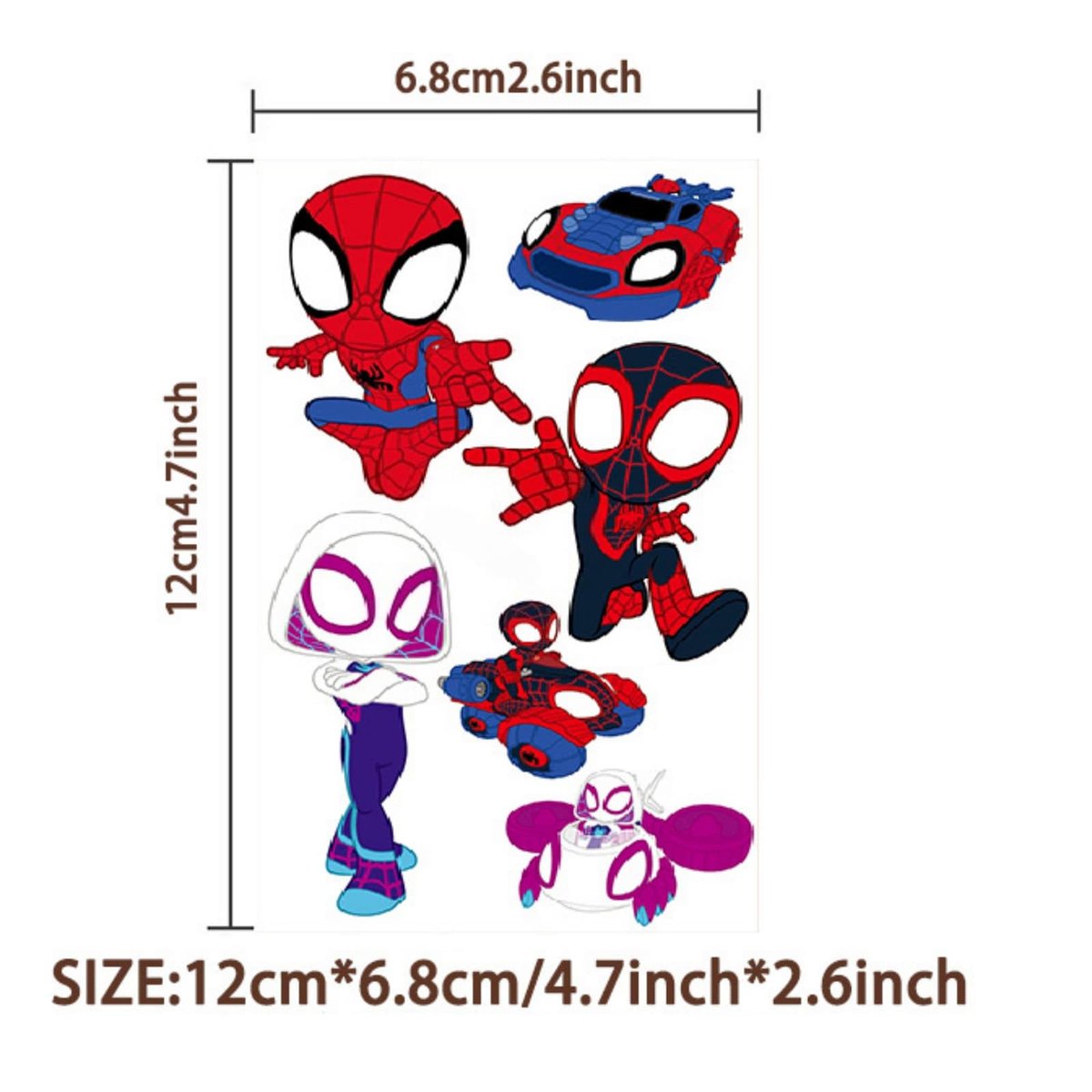 10 Sheets Spider Temporary Tattoos - Removable Cute Cartoon Spider Stickers for Kids, Spider Themed Birthday Party Favors & Decor Supplies - görsel 3