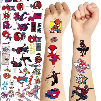 10 Sheets Spider Temporary Tattoos - Removable Cute Cartoon Spider Stickers for Kids, Spider Themed Birthday Party Favors & Decor Supplies
