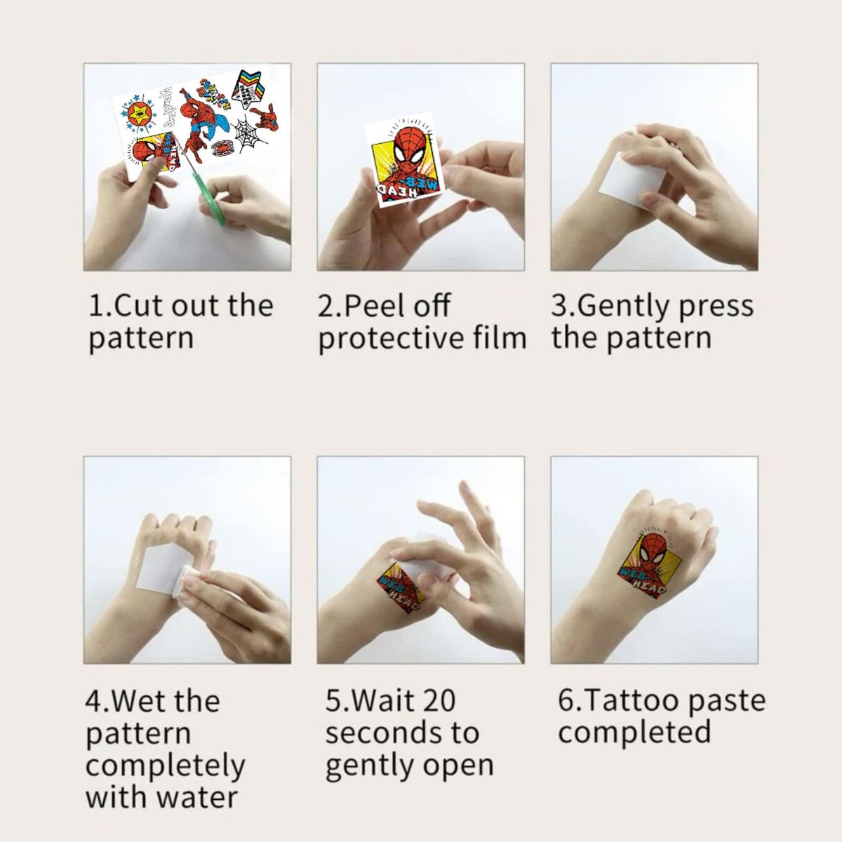 10 Sheets Spider Temporary Tattoos - Removable Cute Cartoon Spider Stickers for Kids, Spider Themed Birthday Party Favors & Decor Supplies - görsel 11