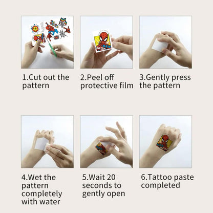 10 Sheets Spider Temporary Tattoos - Removable Cute Cartoon Spider Stickers for Kids, Spider Themed Birthday Party Favors & Decor Supplies