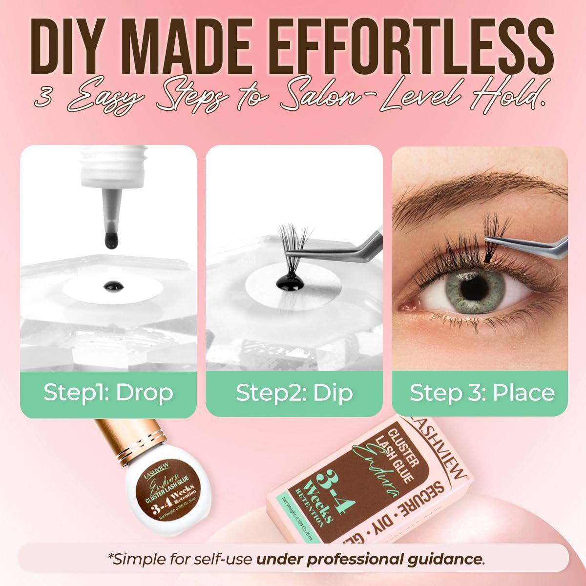 LASHVIEW Cluster Lash Glue & Remover Kit – Super Strong Hold 4+ Weeks, Waterproof, Easy DIY Removal Avelisse