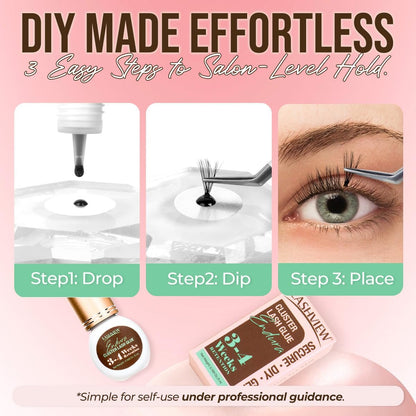 LASHVIEW Cluster Lash Glue & Remover Kit – Super Strong Hold 4+ Weeks, Waterproof, Easy DIY Removal Avelisse