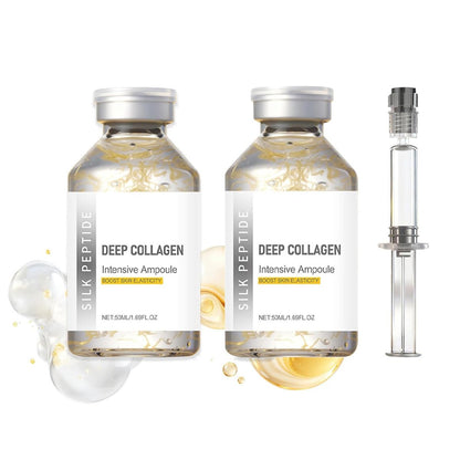 2PCS Deep Collagen Silk Peptide Lifting Ampoule Serum - Korean Anti-Aging Facial Essence, Firming Wrinkle-Smoothing Hydrating, Non-Greasy Gentle Formula 50ML/1.69FL.OZ Avelisse