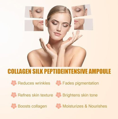 2PCS Deep Collagen Silk Peptide Lifting Ampoule Serum - Korean Anti-Aging Facial Essence, Firming Wrinkle-Smoothing Hydrating, Non-Greasy Gentle Formula 50ML/1.69FL.OZ Avelisse