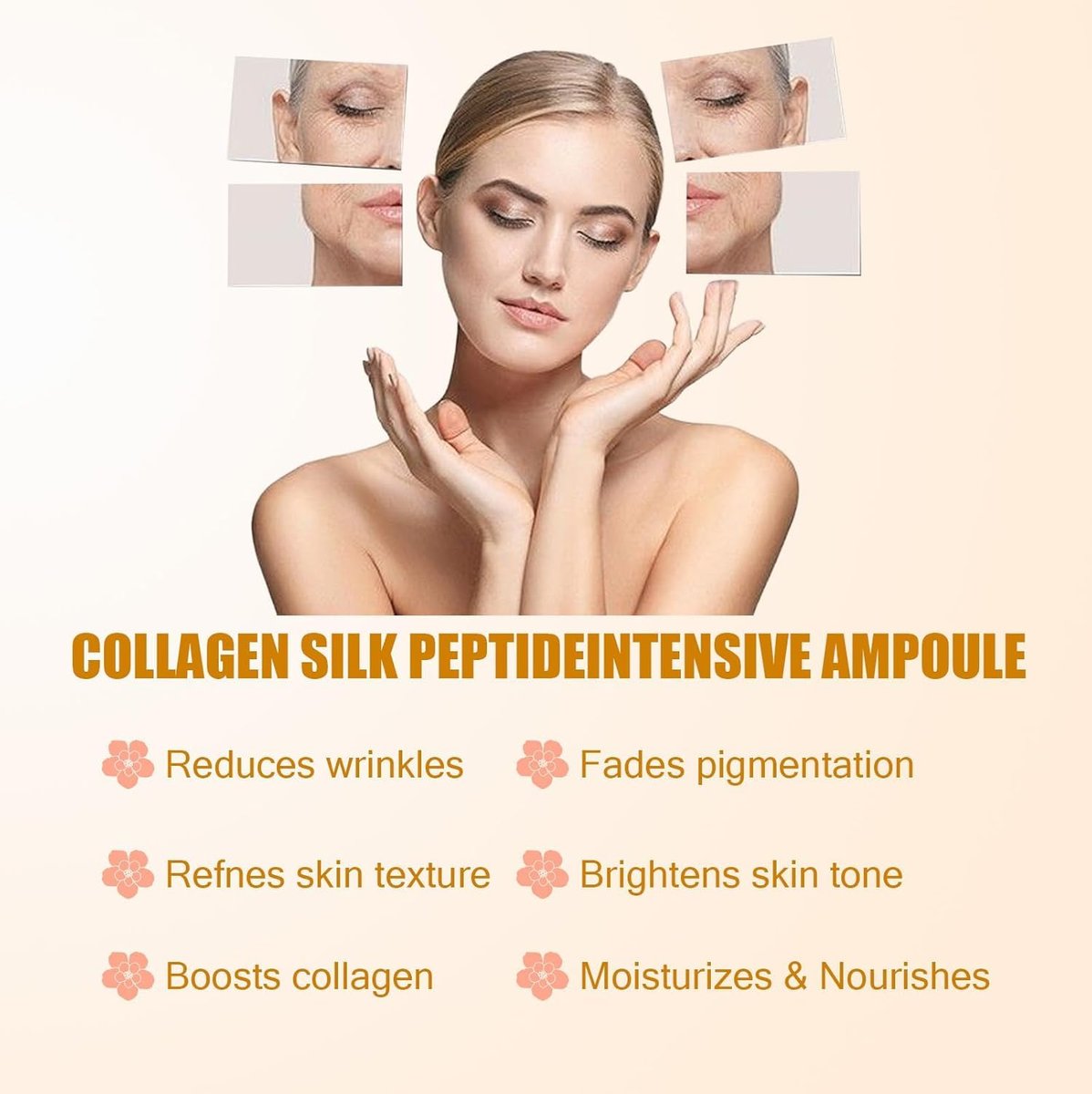 2PCS Deep Collagen Silk Peptide Lifting Ampoule Serum - Korean Anti-Aging Facial Essence, Firming Wrinkle-Smoothing Hydrating, Non-Greasy Gentle Formula 50ML/1.69FL.OZ Avelisse