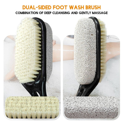 Gobiteli Foot Scrubber with Pumice Stone for Feet – Adjustable 17”-25” Dead Skin Remover & Foot Brush for Shower – for Seniors, Men and Women (Black) Avelisse