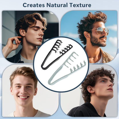 Texture Comb 2 Pack, Volumizing Fluffy Hair Styling Comb for Men and Women, ABS Plastic Tooth Comb for Volume and Texture (Black + Gray) Avelisse