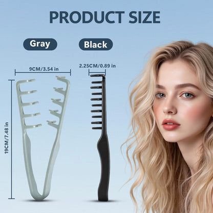 Texture Comb 2 Pack, Volumizing Fluffy Hair Styling Comb for Men and Women, ABS Plastic Tooth Comb for Volume and Texture (Black + Gray) Avelisse