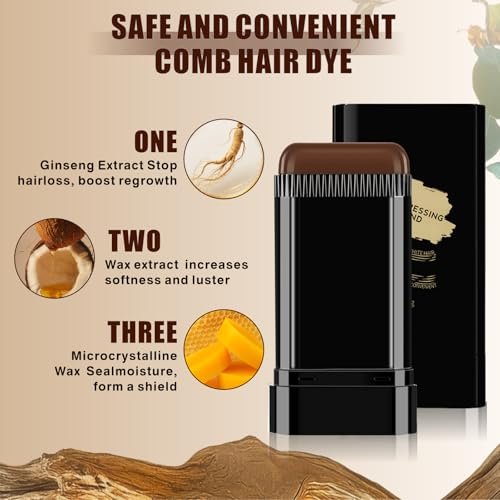 3-Pack Hair Color Stick: 2-in-1 Comb & Dye for Gray Hair Coverage – Dark Brown, Black, Coffee Brown – Waterproof & Sweat-Proof Avelisse