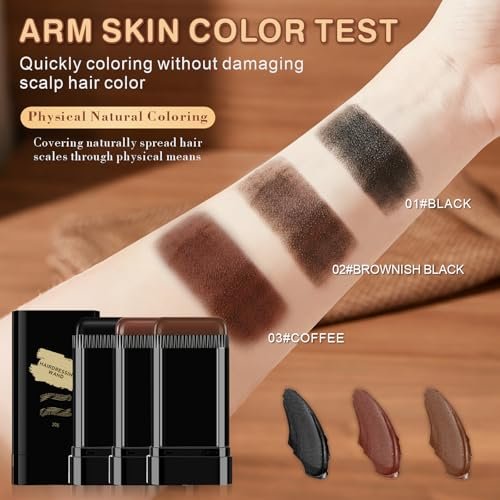 3-Pack Hair Color Stick: 2-in-1 Comb & Dye for Gray Hair Coverage – Dark Brown, Black, Coffee Brown – Waterproof & Sweat-Proof Avelisse