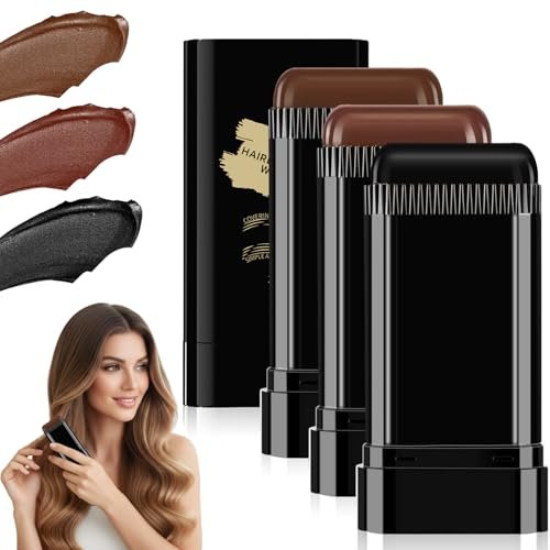 3-Pack Hair Color Stick: 2-in-1 Comb & Dye for Gray Hair Coverage – Dark Brown, Black, Coffee Brown – Waterproof & Sweat-Proof Avelisse