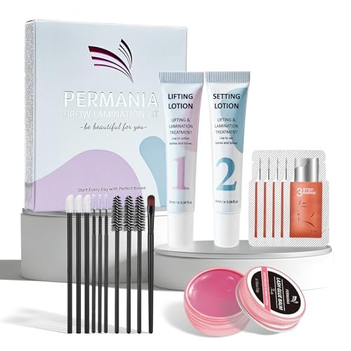 PERMANIA Brow Lamination Kit – Tube Design Instant Perm for Fuller, Thicker Eyebrows – Salon Results Lasting 4 Weeks (Includes Glue Balm) Avelisse
