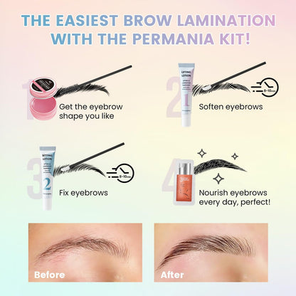 PERMANIA Brow Lamination Kit – Tube Design Instant Perm for Fuller, Thicker Eyebrows – Salon Results Lasting 4 Weeks (Includes Glue Balm) Avelisse