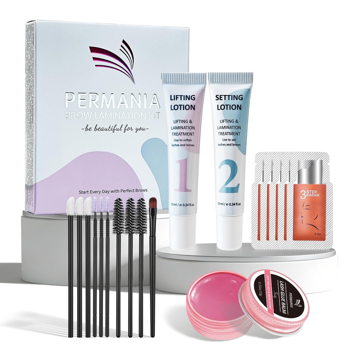 PERMANIA Brow Lamination Kit – Tube Design Instant Perm for Fuller, Thicker Eyebrows – Salon Results Lasting 4 Weeks (Includes Glue Balm) Avelisse