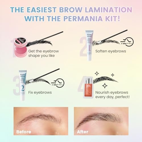 PERMANIA Brow Lamination Kit – Tube Design Instant Perm for Fuller, Thicker Eyebrows – Salon Results Lasting 4 Weeks (Includes Glue Balm) Avelisse