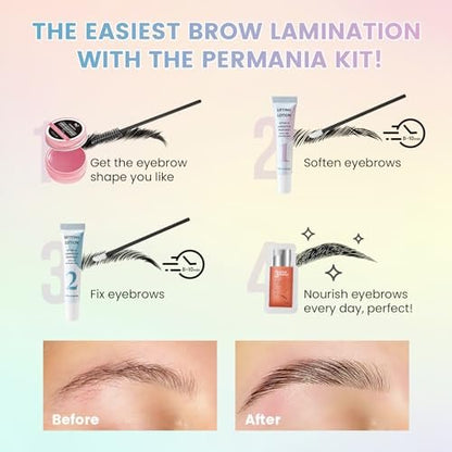 PERMANIA Brow Lamination Kit – Tube Design Instant Perm for Fuller, Thicker Eyebrows – Salon Results Lasting 4 Weeks (Includes Glue Balm) Avelisse
