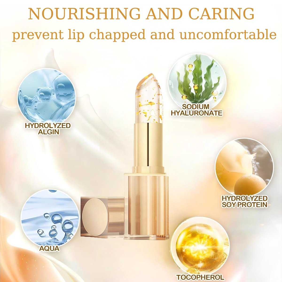 Color Changing Lipstick, Gold Crystal pH Lip Gloss – 24HR Transferproof & Moisturizing, Long-Lasting Glossy Finish, 2 Count Avelisse