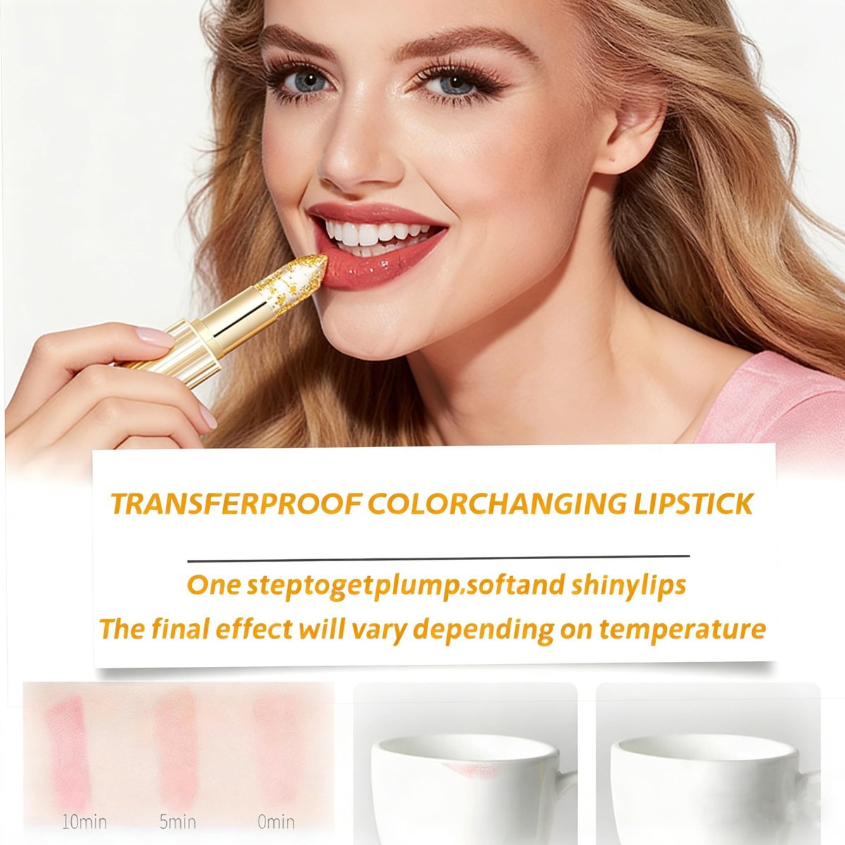Color Changing Lipstick, Gold Crystal pH Lip Gloss – 24HR Transferproof & Moisturizing, Long-Lasting Glossy Finish, 2 Count Avelisse