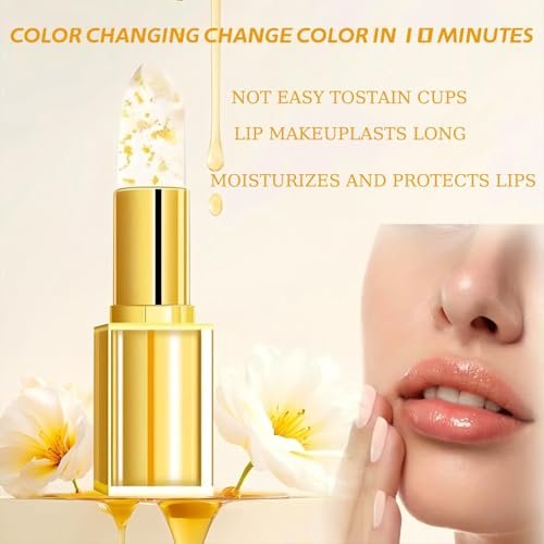 Color Changing Lipstick, Gold Crystal pH Lip Gloss – 24HR Transferproof & Moisturizing, Long-Lasting Glossy Finish, 2 Count Avelisse