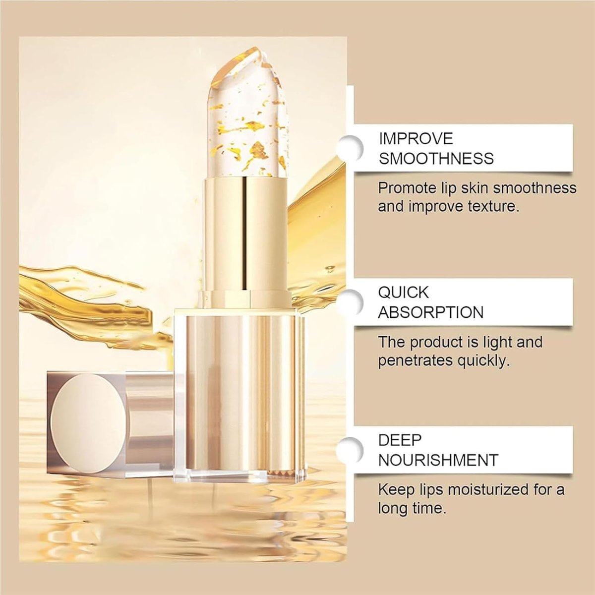Color Changing Lipstick, Gold Crystal pH Lip Gloss – 24HR Transferproof & Moisturizing, Long-Lasting Glossy Finish, 2 Count Avelisse