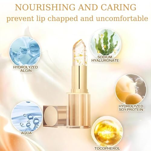 Color Changing Lipstick, Gold Crystal pH Lip Gloss – 24HR Transferproof & Moisturizing, Long-Lasting Glossy Finish, 2 Count Avelisse