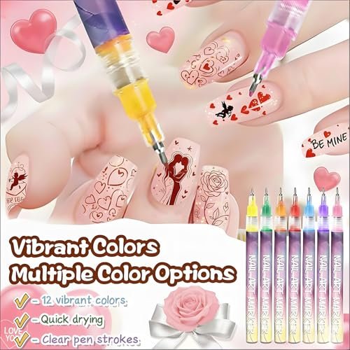 12-Color Nail Art Pens for Kids & Girls - Quick-Dry 3D Nail Markers for Drawing, Painting & Designs - görsel 4