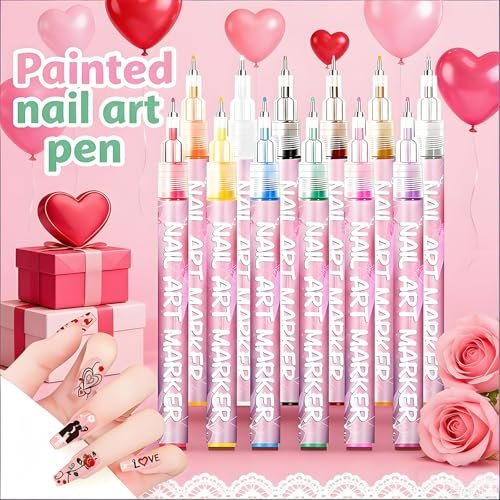 12-Color Nail Art Pens for Kids & Girls - Quick-Dry 3D Nail Markers for Drawing, Painting & Designs - görsel 6