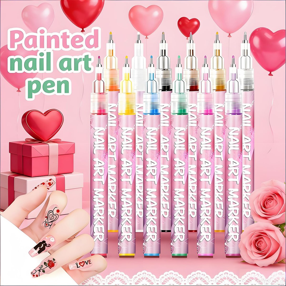 12-Color Nail Art Pens for Kids & Girls - Quick-Dry 3D Nail Markers for Drawing, Painting & Designs - görsel 5
